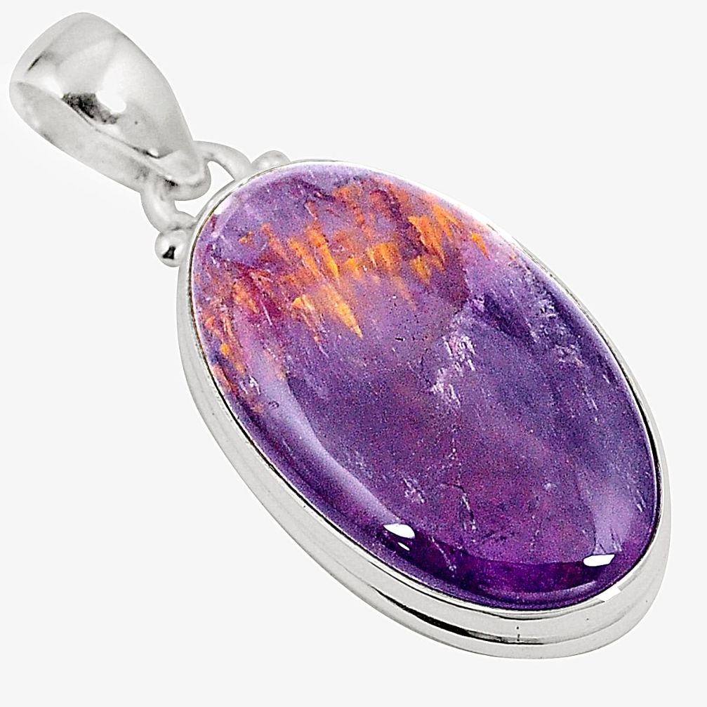 Natural purple cacoxenite super seven (melody stone) 925 silver pendant m32001