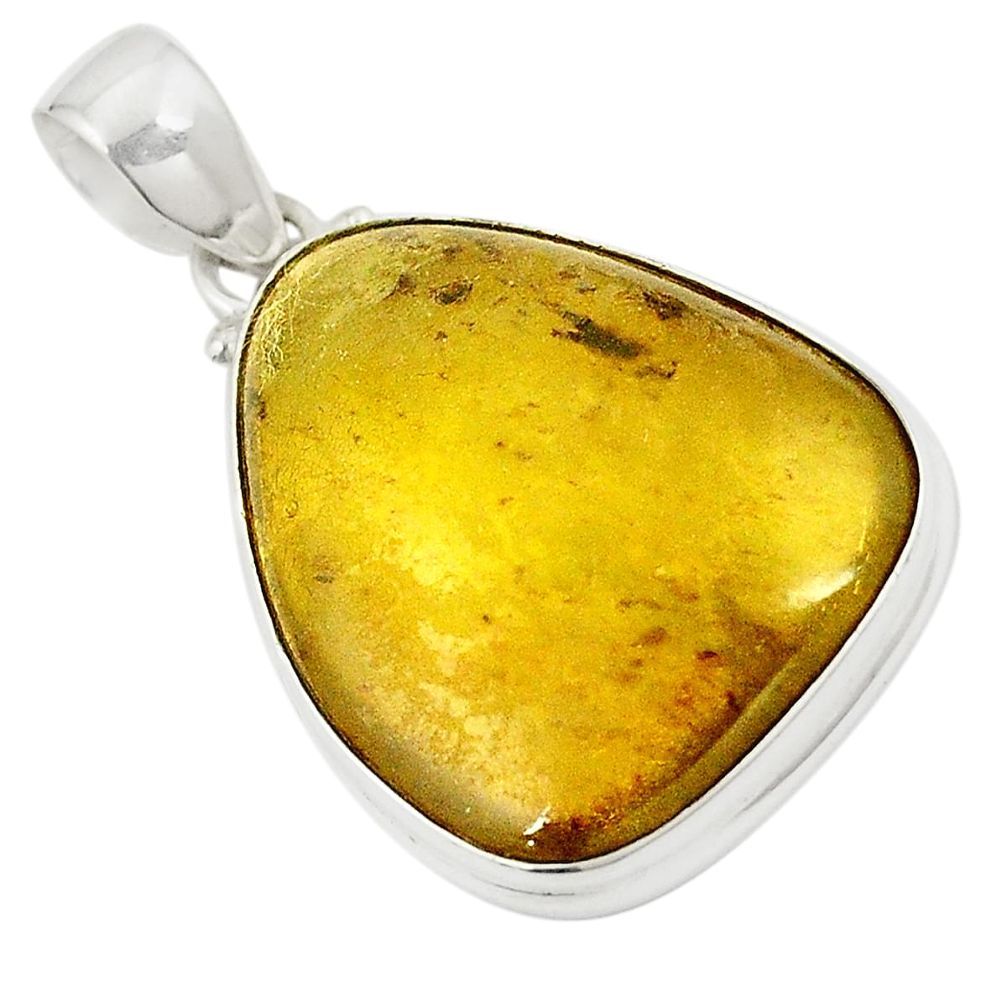 Natural green amber from colombia 925 sterling silver pendant m32082