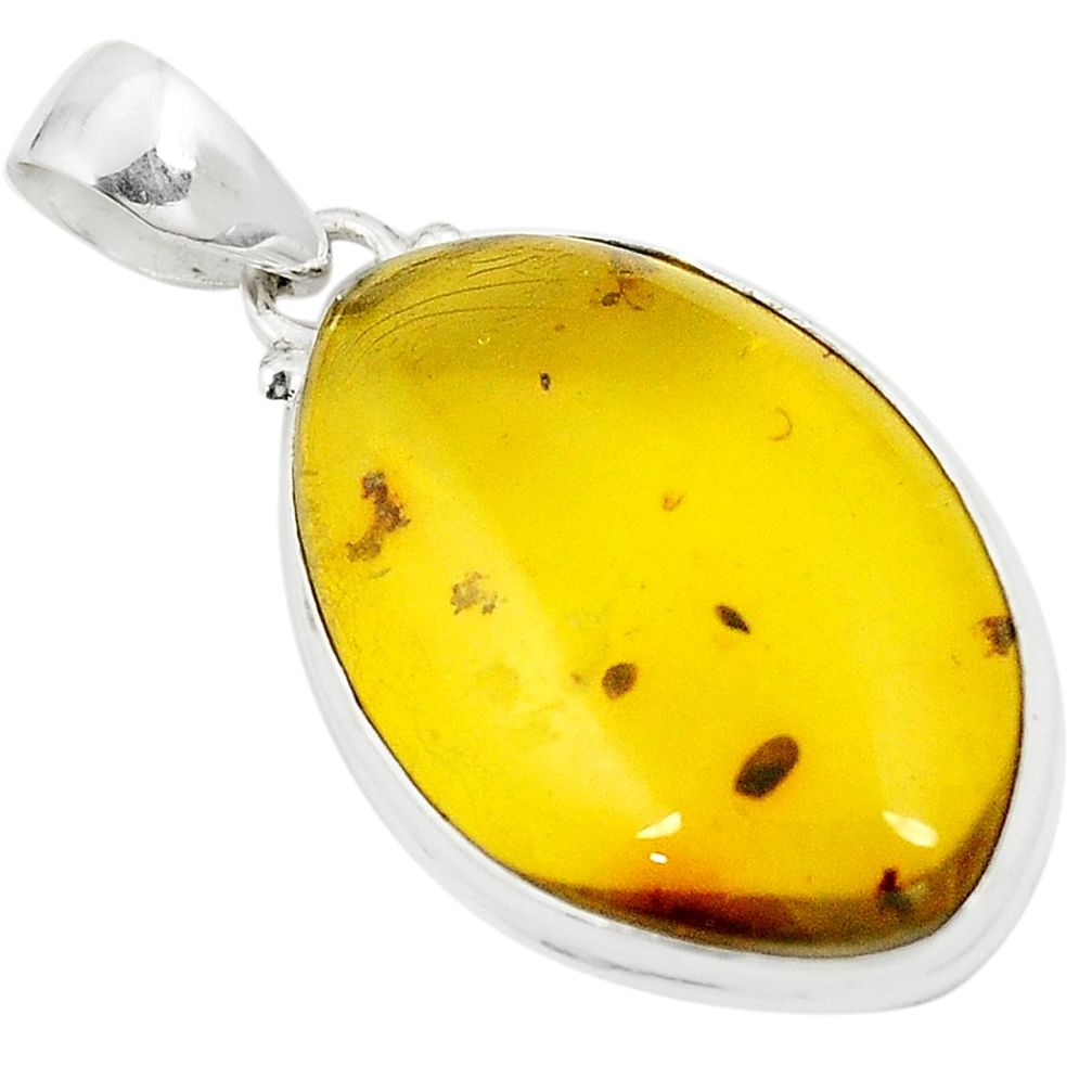 Natural green amber from colombia 925 sterling silver pendant m32086