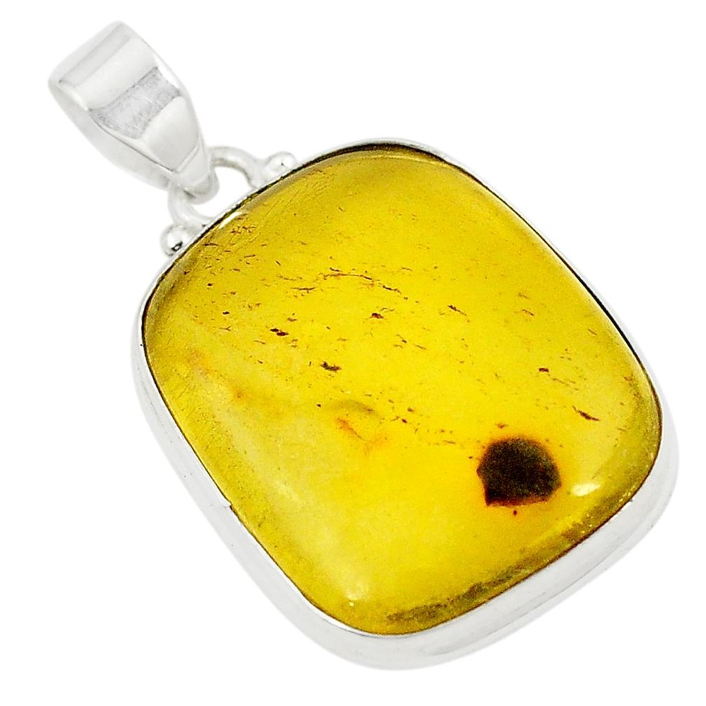 Natural green amber from colombia 925 sterling silver pendant m32089