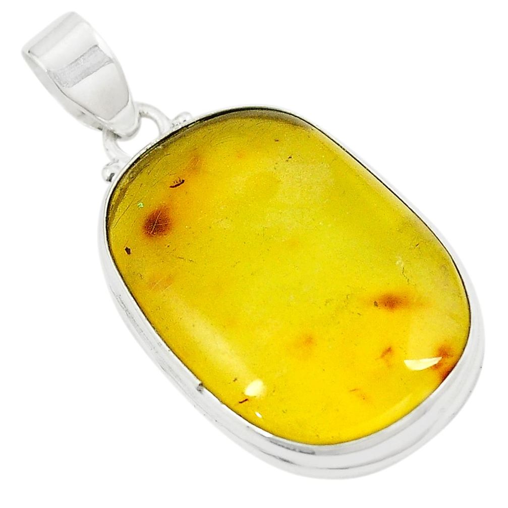 Natural green amber from colombia 925 sterling silver pendant m32096