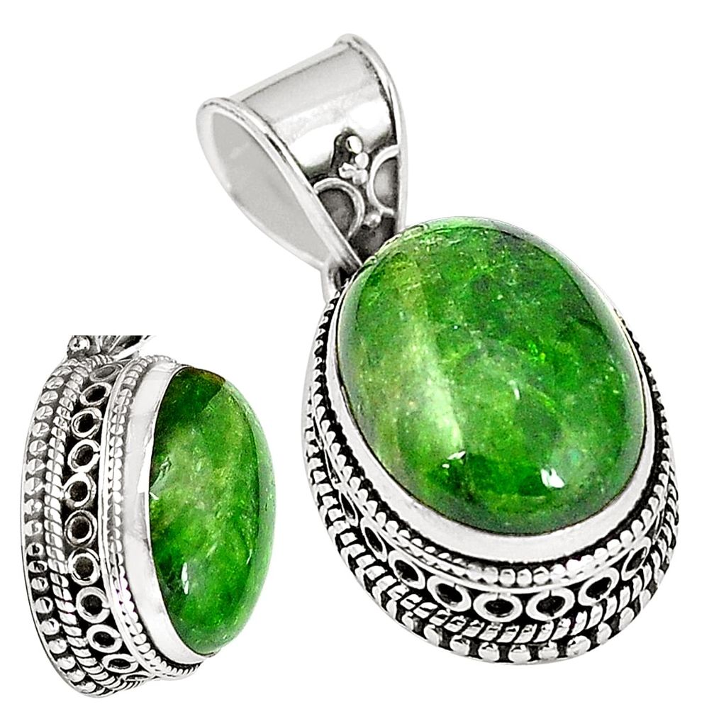 Natural green chrome diopside 925 sterling silver pendant jewelry m33008