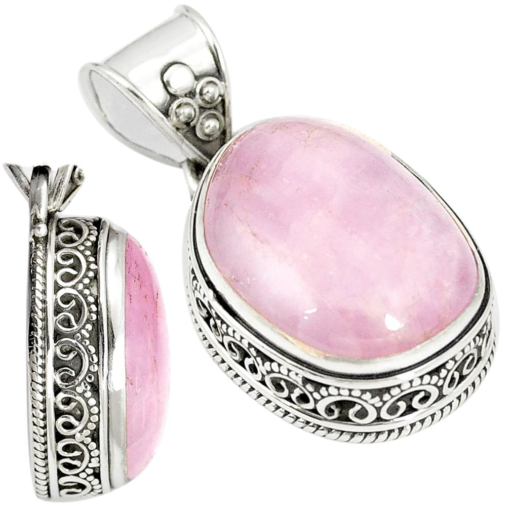 Natural pink kunzite fancy 925 sterling silver pendant jewelry m33056