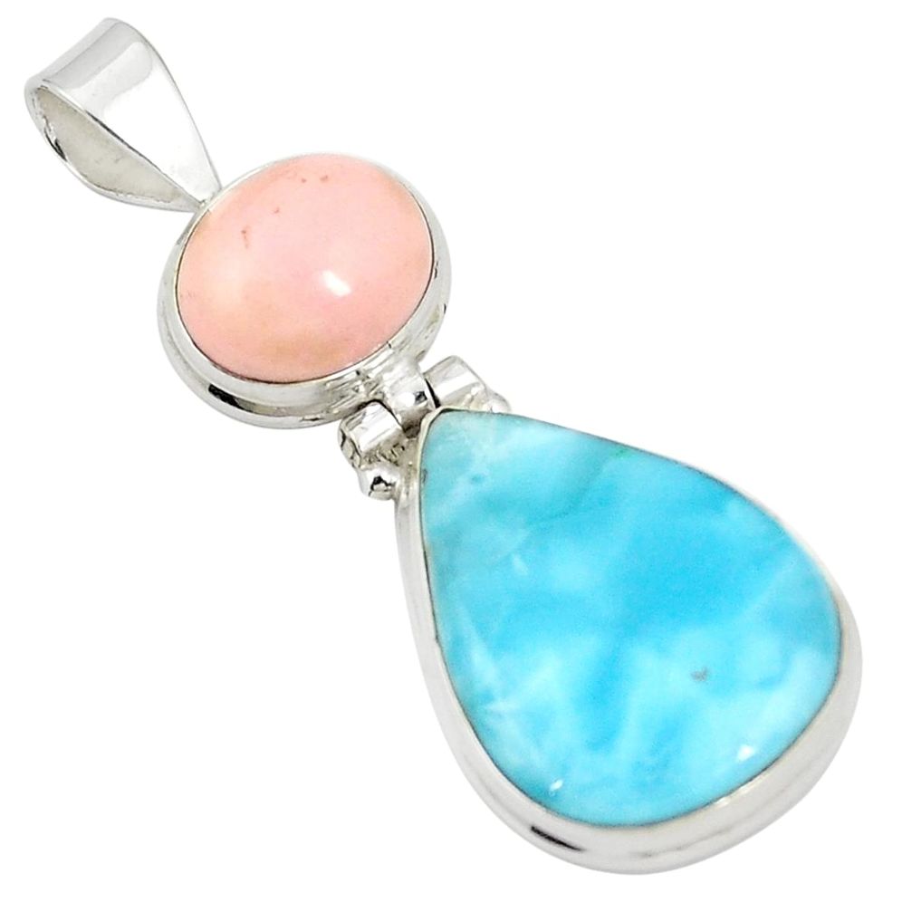 Natural blue larimar opal 925 sterling silver pendant jewelry m33165