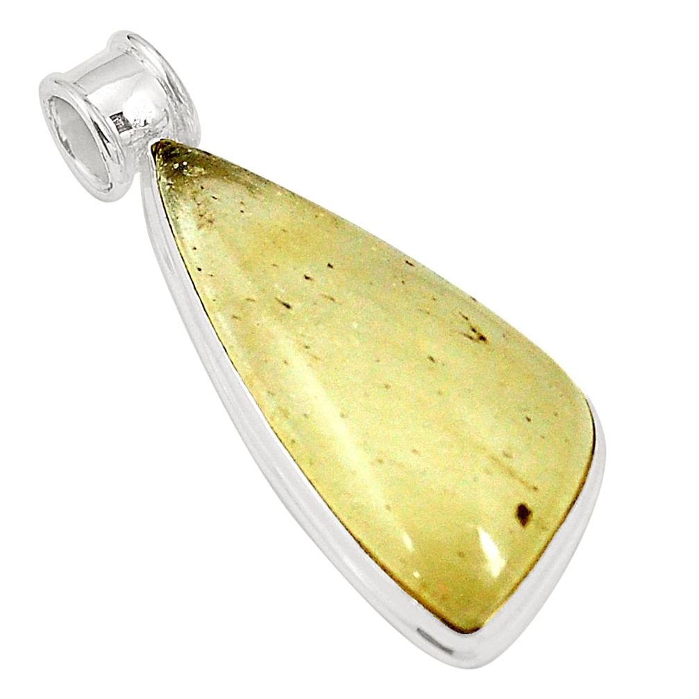 Natural polished libyan desert glass (gold tektite) 925 silver pendant m33223