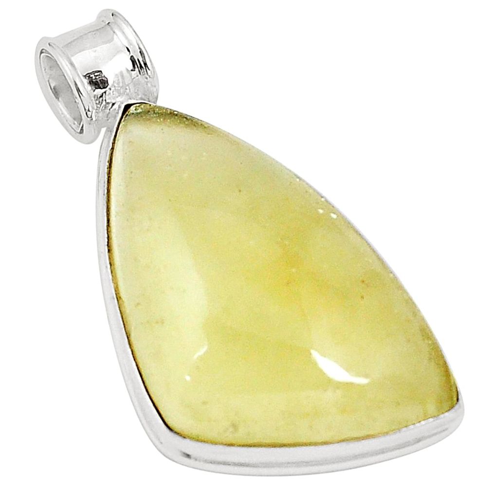 Natural polished libyan desert glass (gold tektite) 925 silver pendant m33226