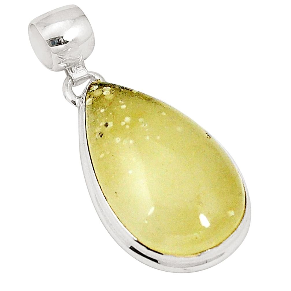 Natural polished libyan desert glass (gold tektite) 925 silver pendant m33231