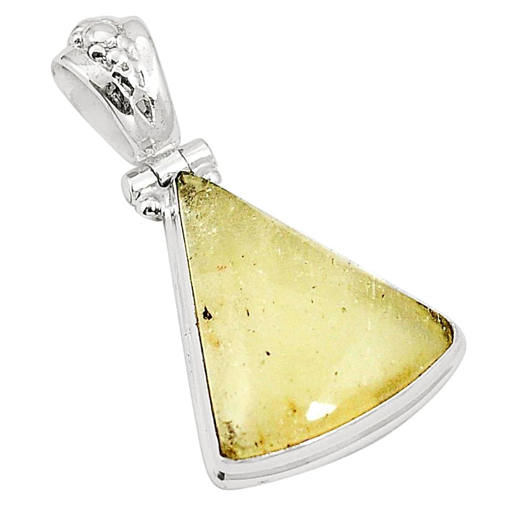Natural polished libyan desert glass (gold tektite) 925 silver pendant m33238