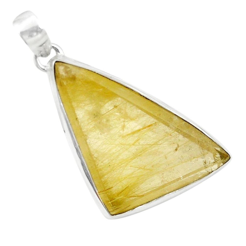 Natural facited golden tourmaline rutile 925 sterling silver pendant m33642