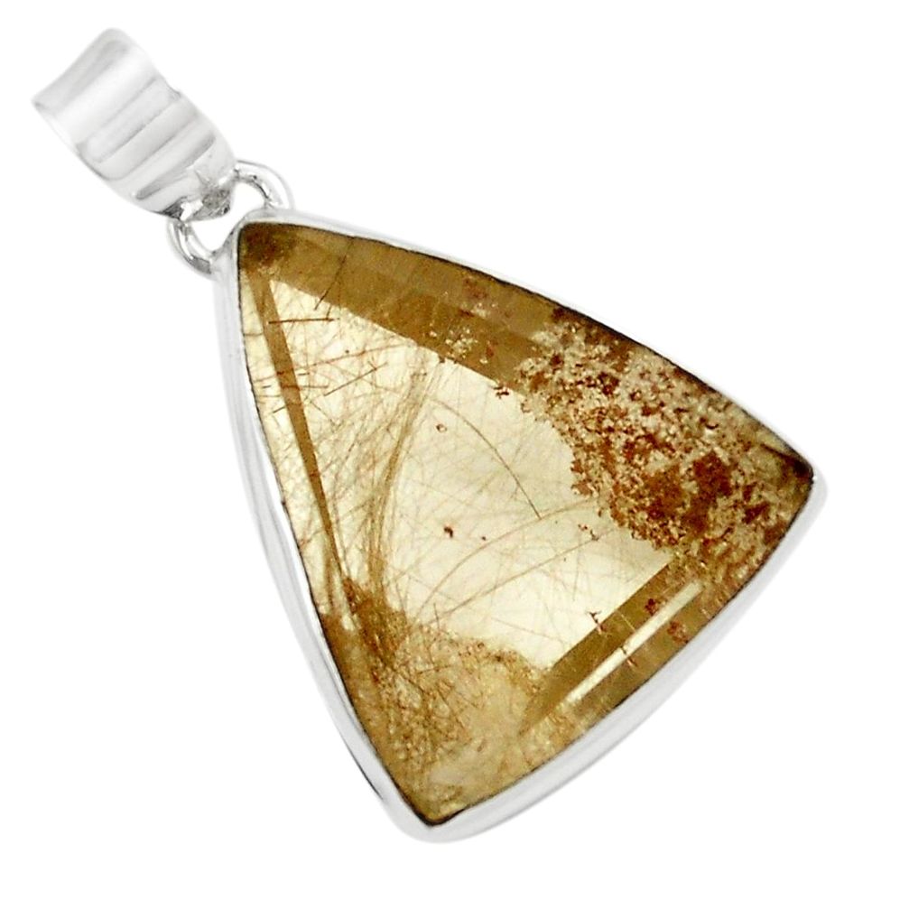 Natural facited golden tourmaline rutile 925 sterling silver pendant m33648