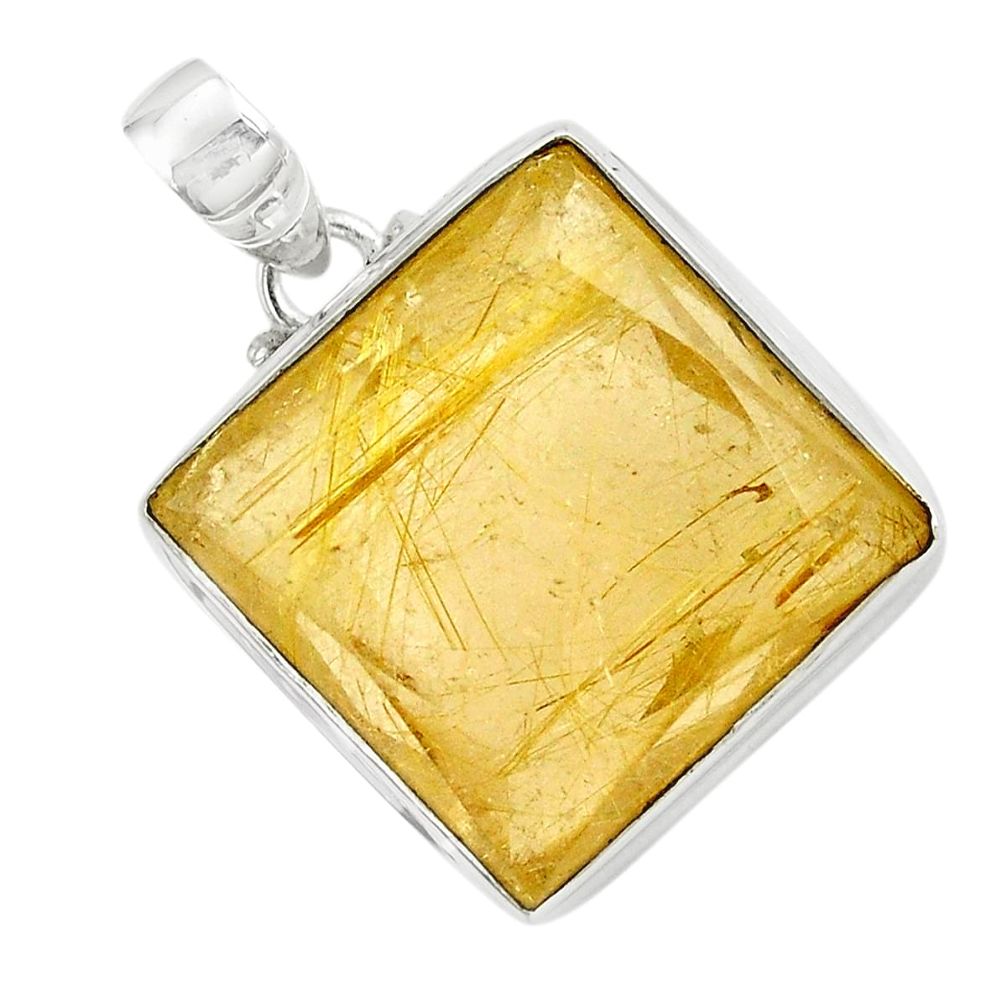 Natural facited golden tourmaline rutile 925 sterling silver pendant m33652