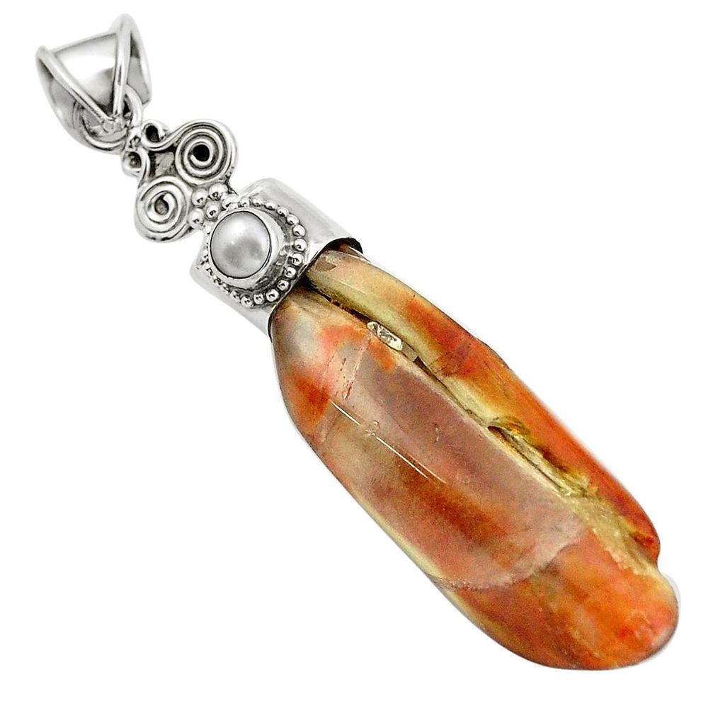 Natural brown angel phantom quartz pearl 925 silver pendant jewelry m33688