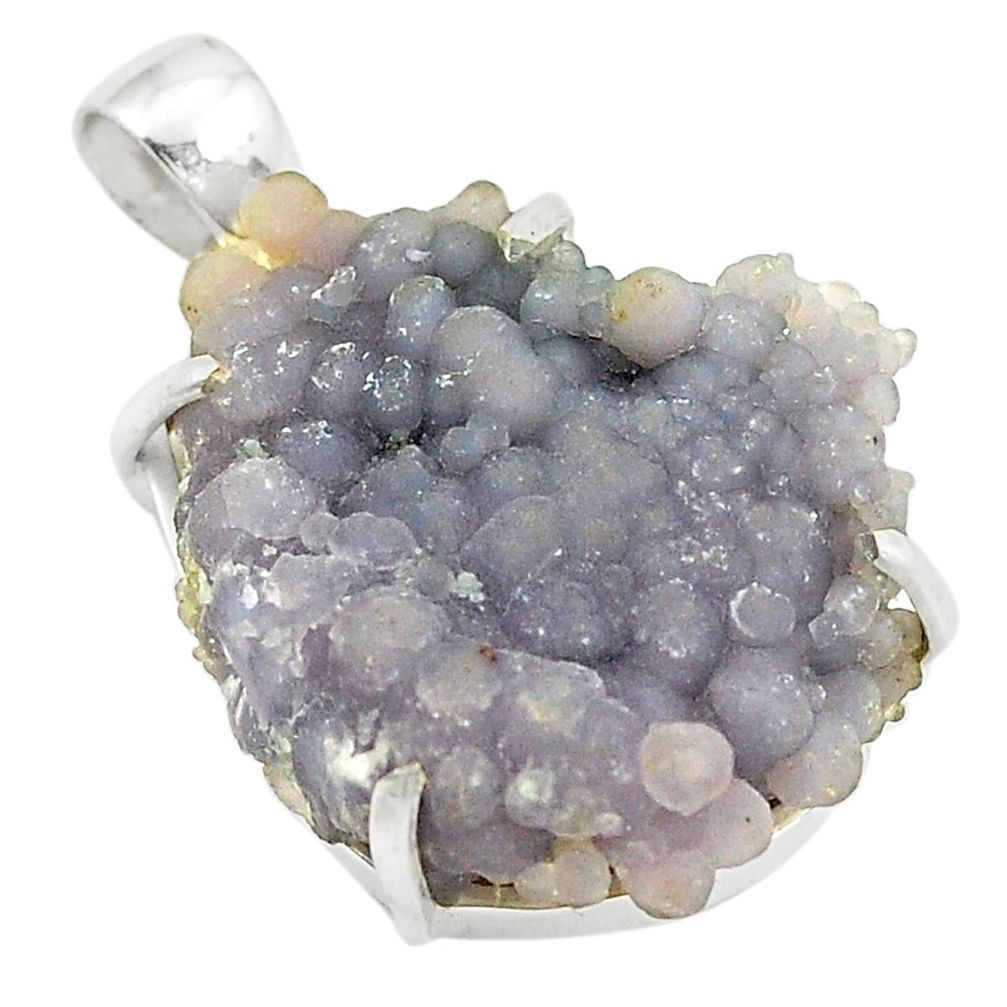 Natural purple grape chalcedony 925 sterling silver pendant m33723