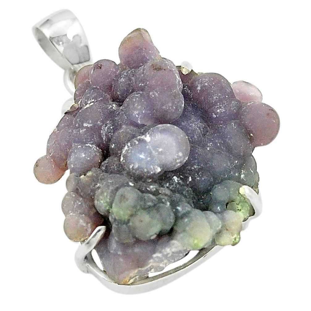 Natural purple grape chalcedony 925 sterling silver pendant m33725