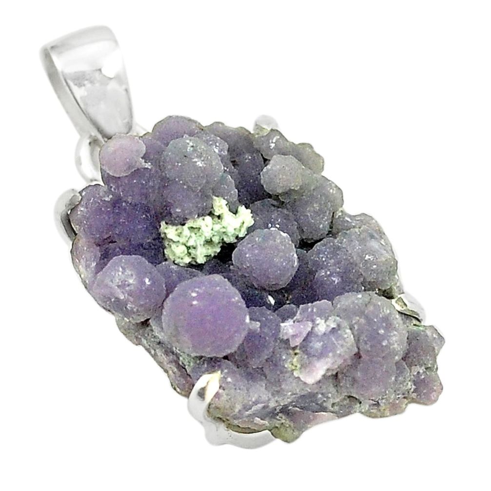 Natural purple grape chalcedony 925 sterling silver pendant m33727