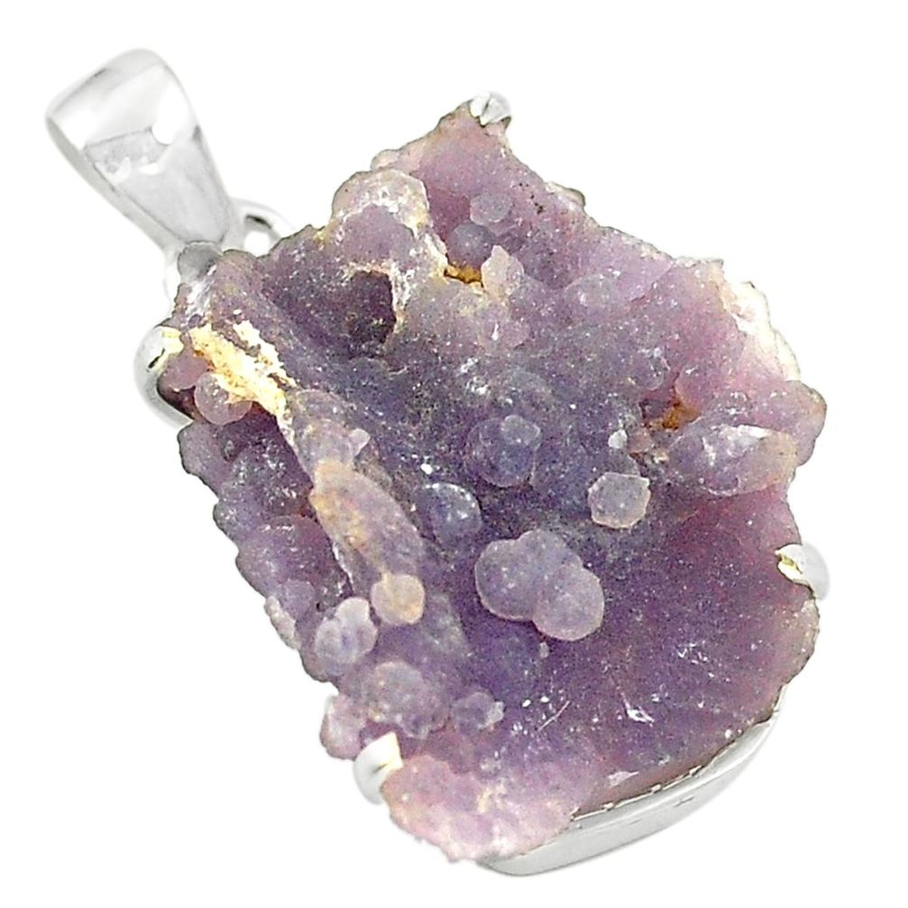 Natural purple grape chalcedony 925 sterling silver pendant m33729