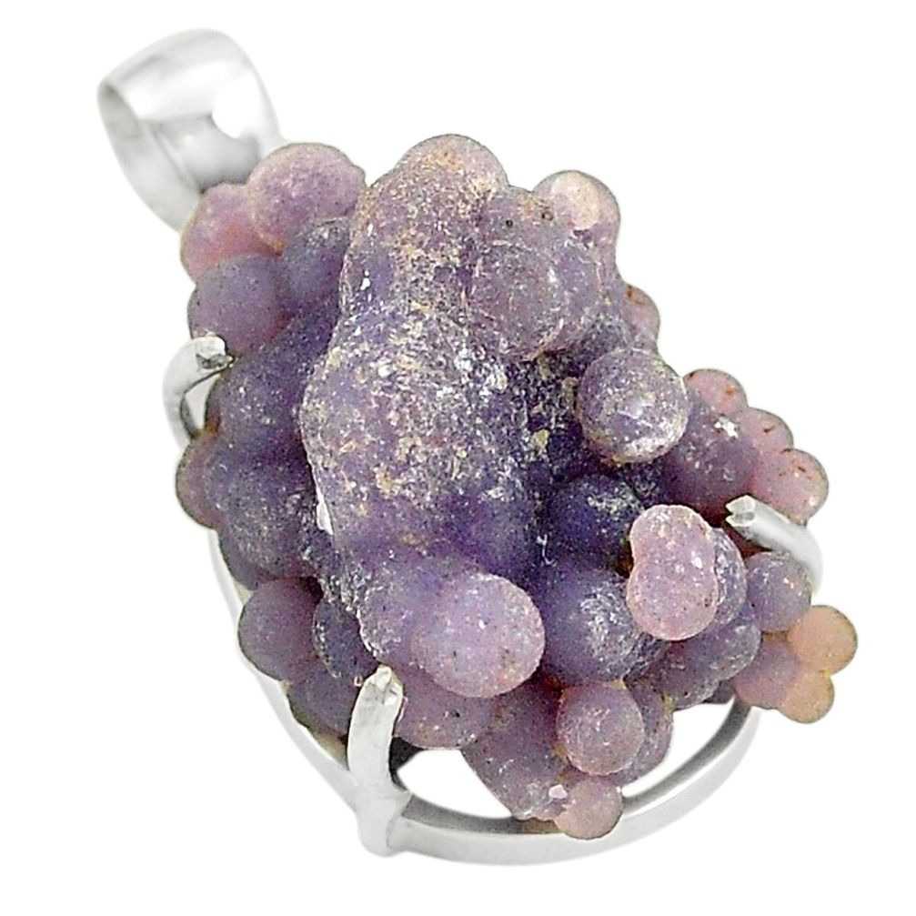 925 sterling silver natural purple grape chalcedony pendant jewelry m33738