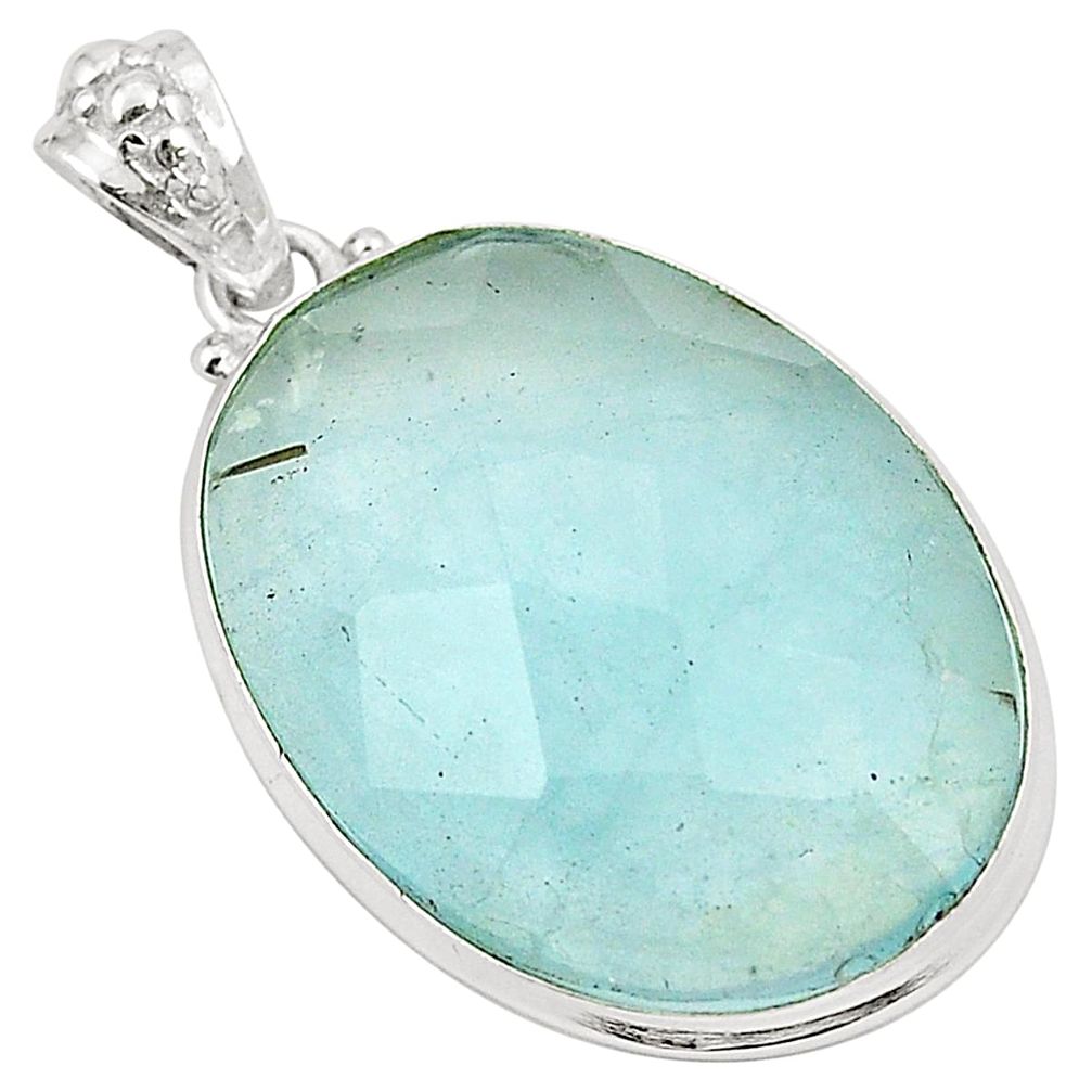 Natural untreated blue topaz 925 sterling silver pendant jewelry m33781