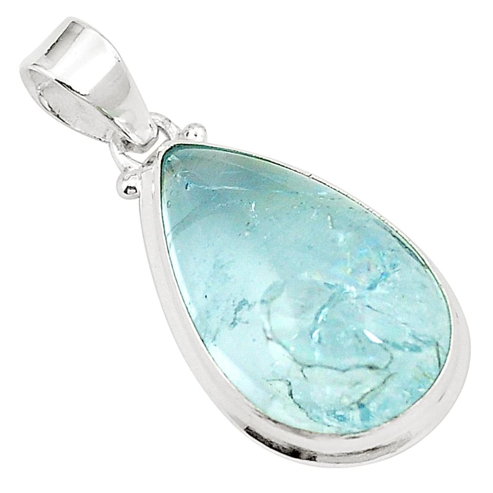 Natural untreated blue topaz 925 sterling silver pendant jewelry m33792