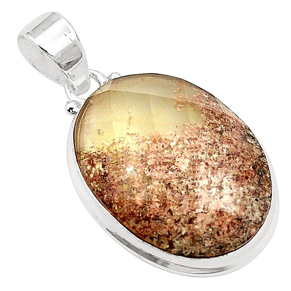 925 sterling silver natural brown scenic lodolite pendant jewelry m33979