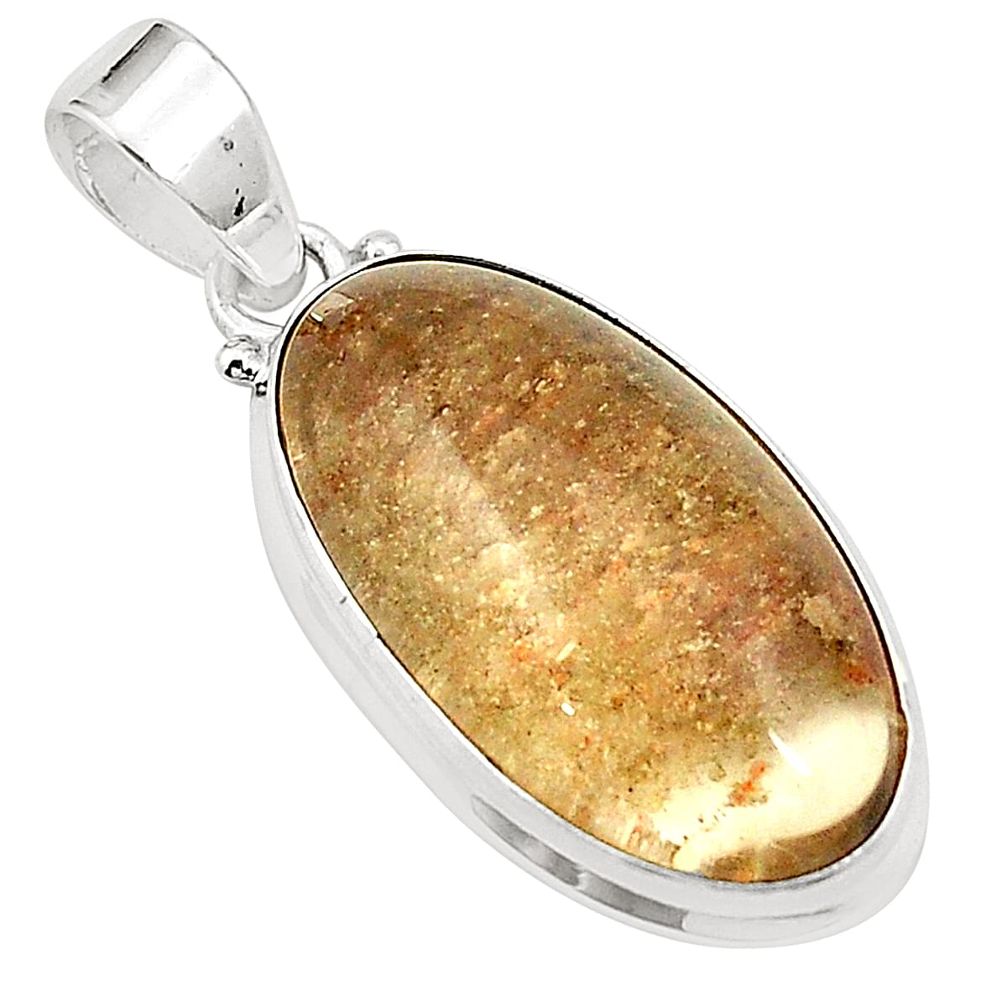 Natural brown scenic lodolite oval 925 sterling silver pendant jewelry m33980