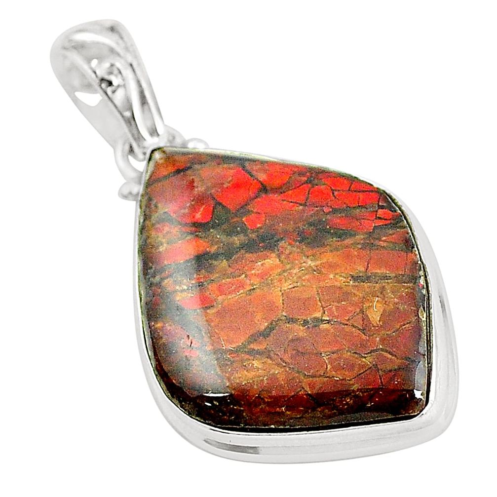 Natural multi color ammolite (canadian) 925 silver pendant jewelry m34089