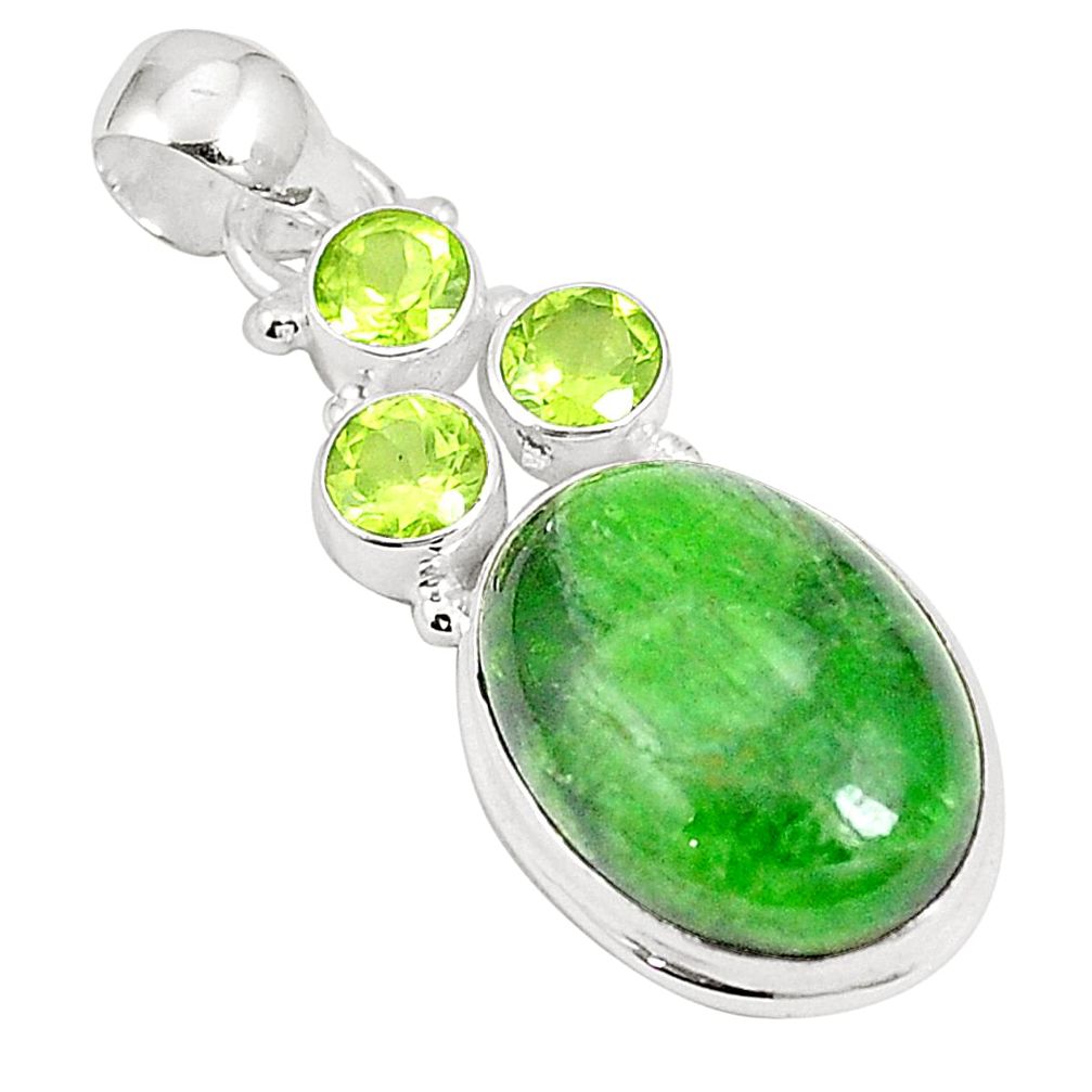 Natural green chrome diopside peridot 925 silver pendant jewelry m34362