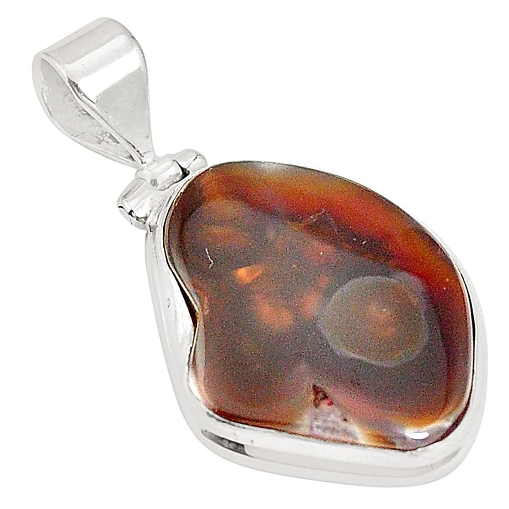 Natural multi color mexican fire agate 925 silver pendant jewelry m34406