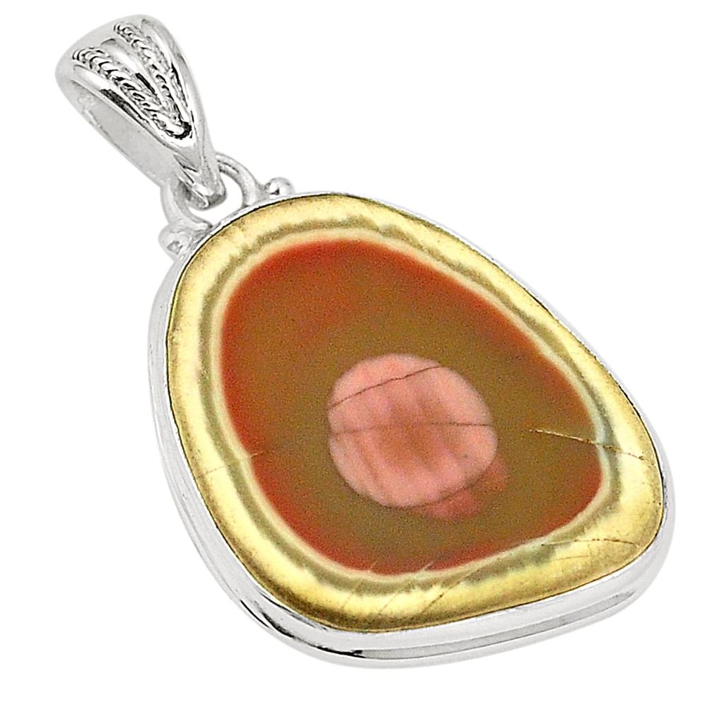 Natural brown imperial jasper 925 sterling silver pendant jewelry m34843