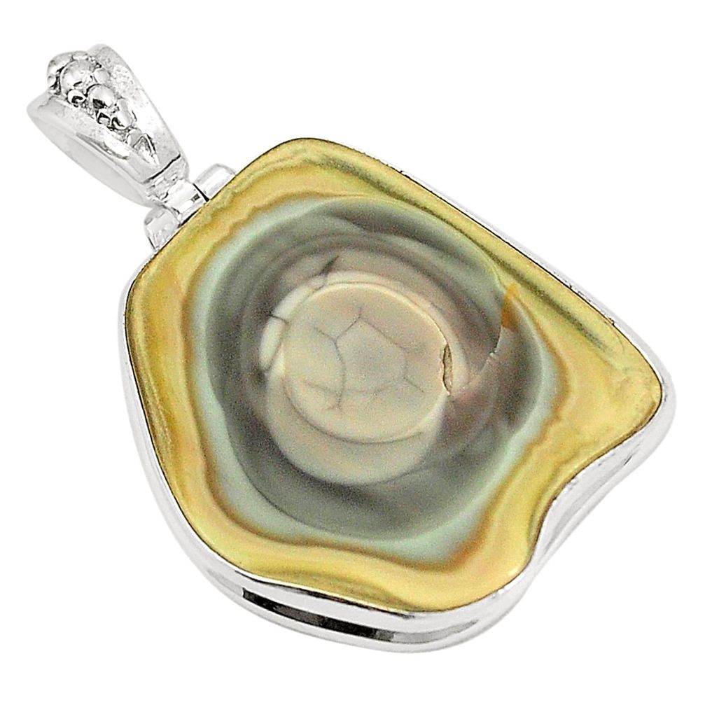 Natural brown imperial jasper 925 sterling silver pendant jewelry m34847