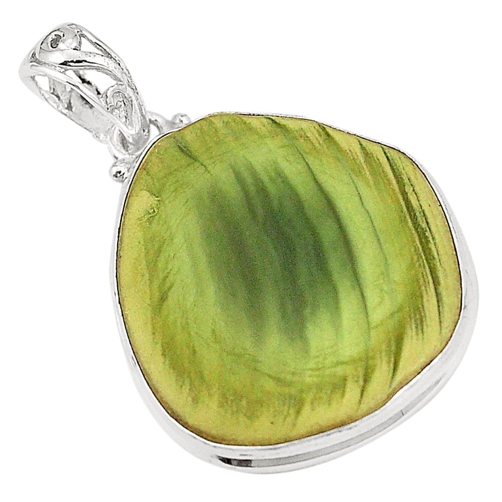 Natural green imperial jasper 925 sterling silver pendant jewelry m34854