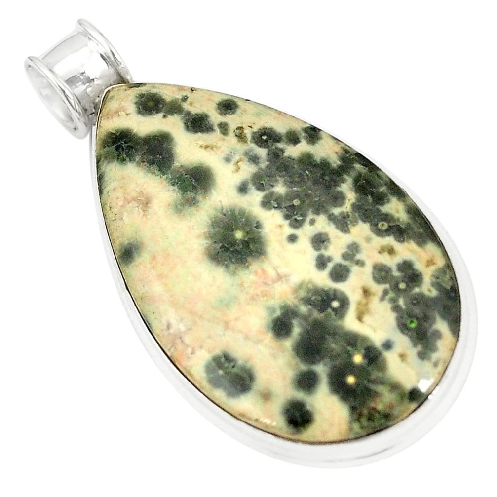 Natural green ocean sea jasper (madagascar) 925 silver pendant m34880