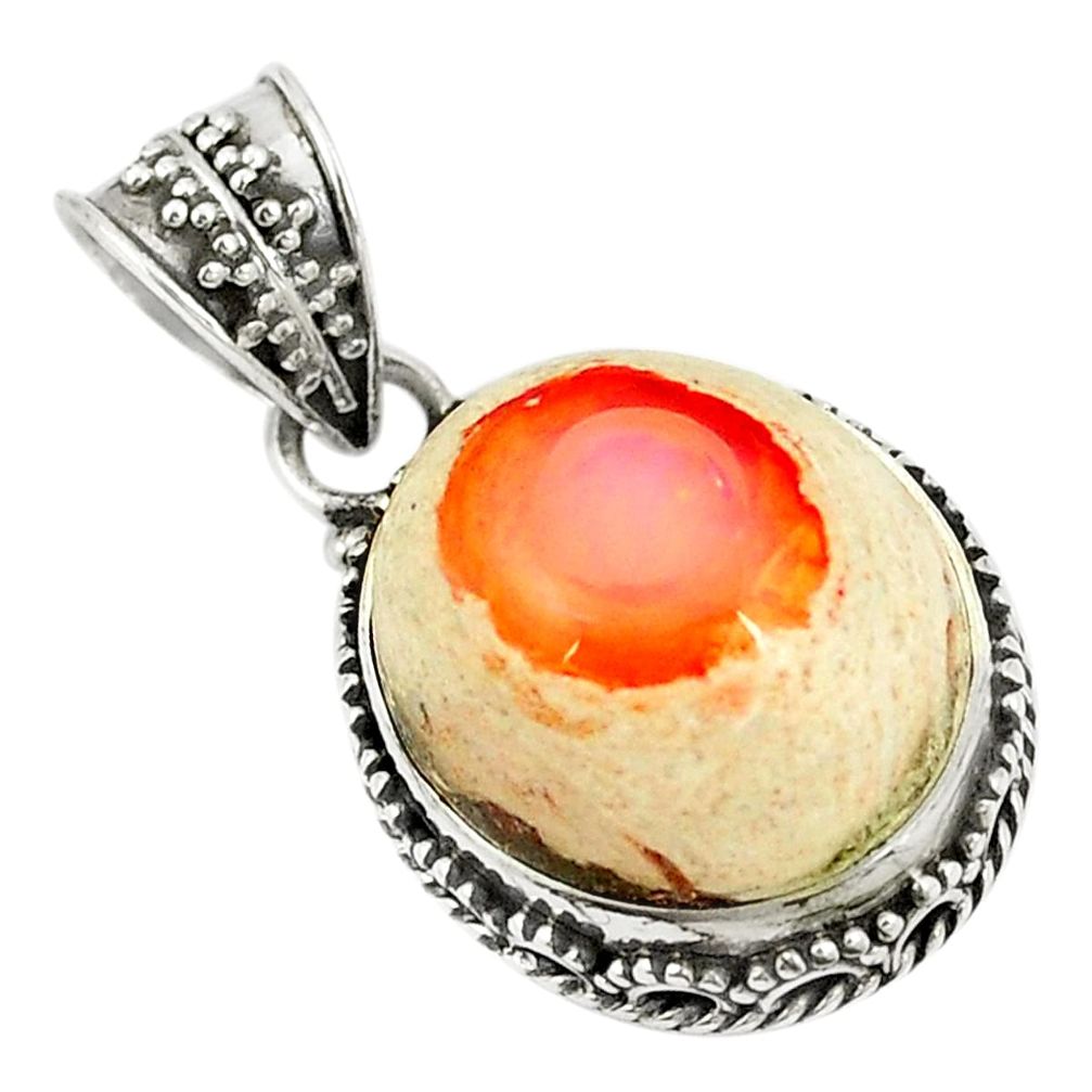 Natural multi color mexican fire opal 925 sterling silver pendant m34904
