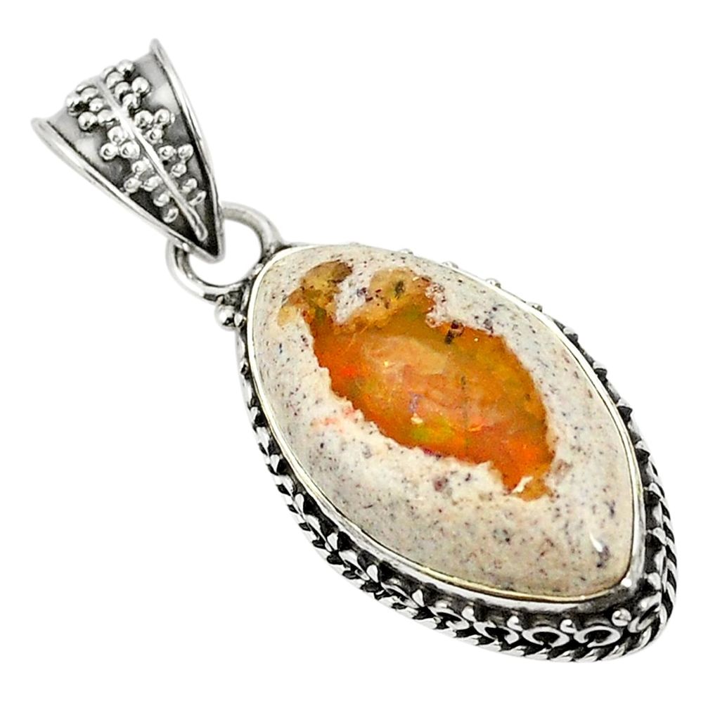 925 sterling silver natural multi color mexican fire opal pendant m34912