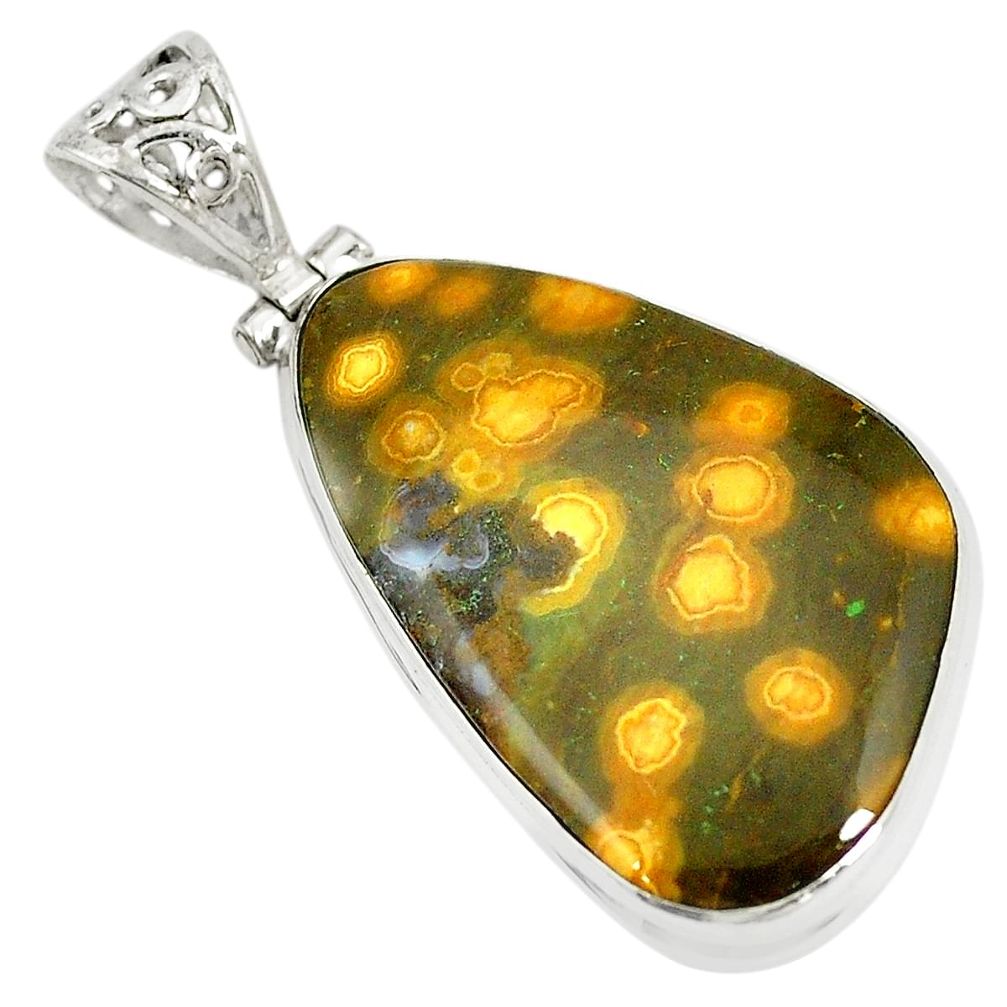 Natural green ocean sea jasper (madagascar) 925 silver pendant m35030