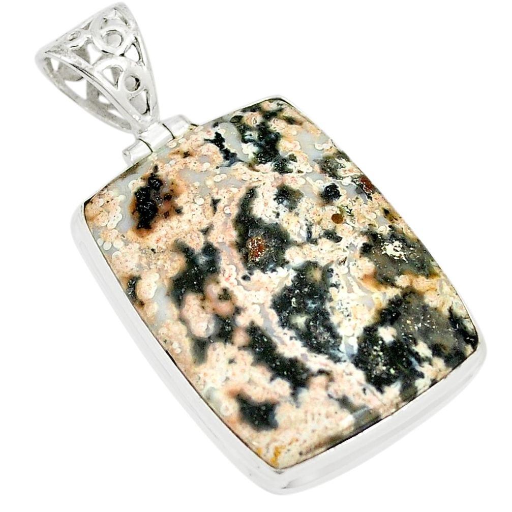 Natural green ocean sea jasper (madagascar) 925 silver pendant m35033