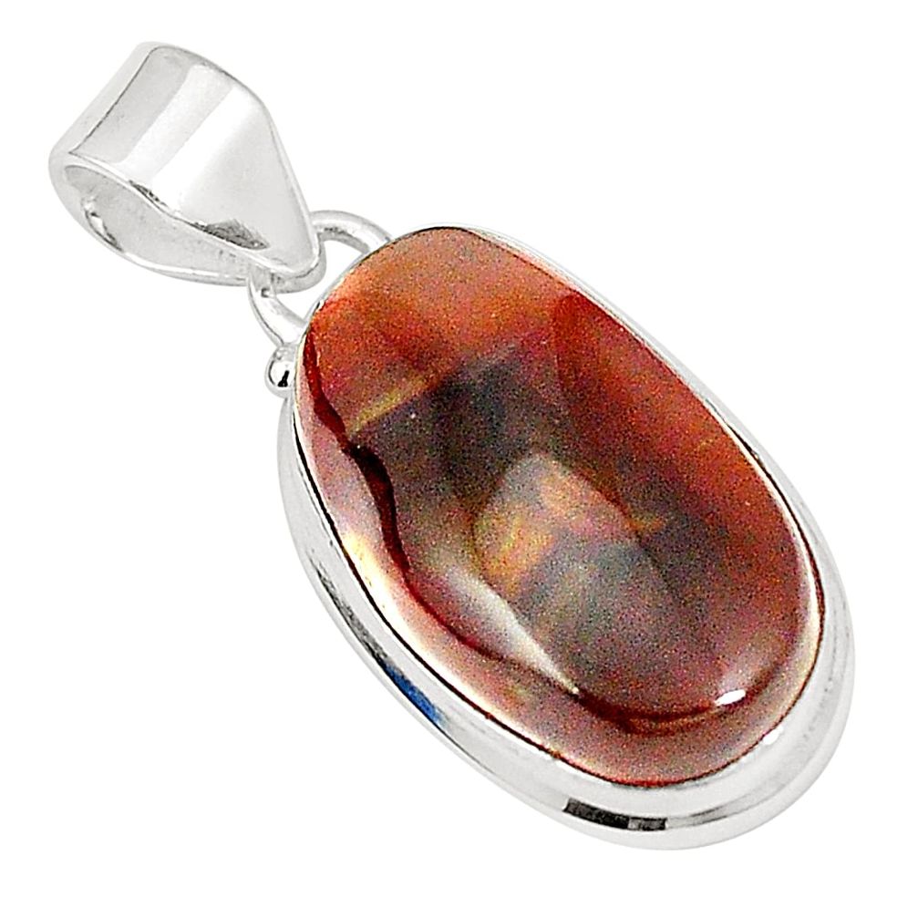 Natural multi color mexican fire agate 925 sterling silver pendant m35329