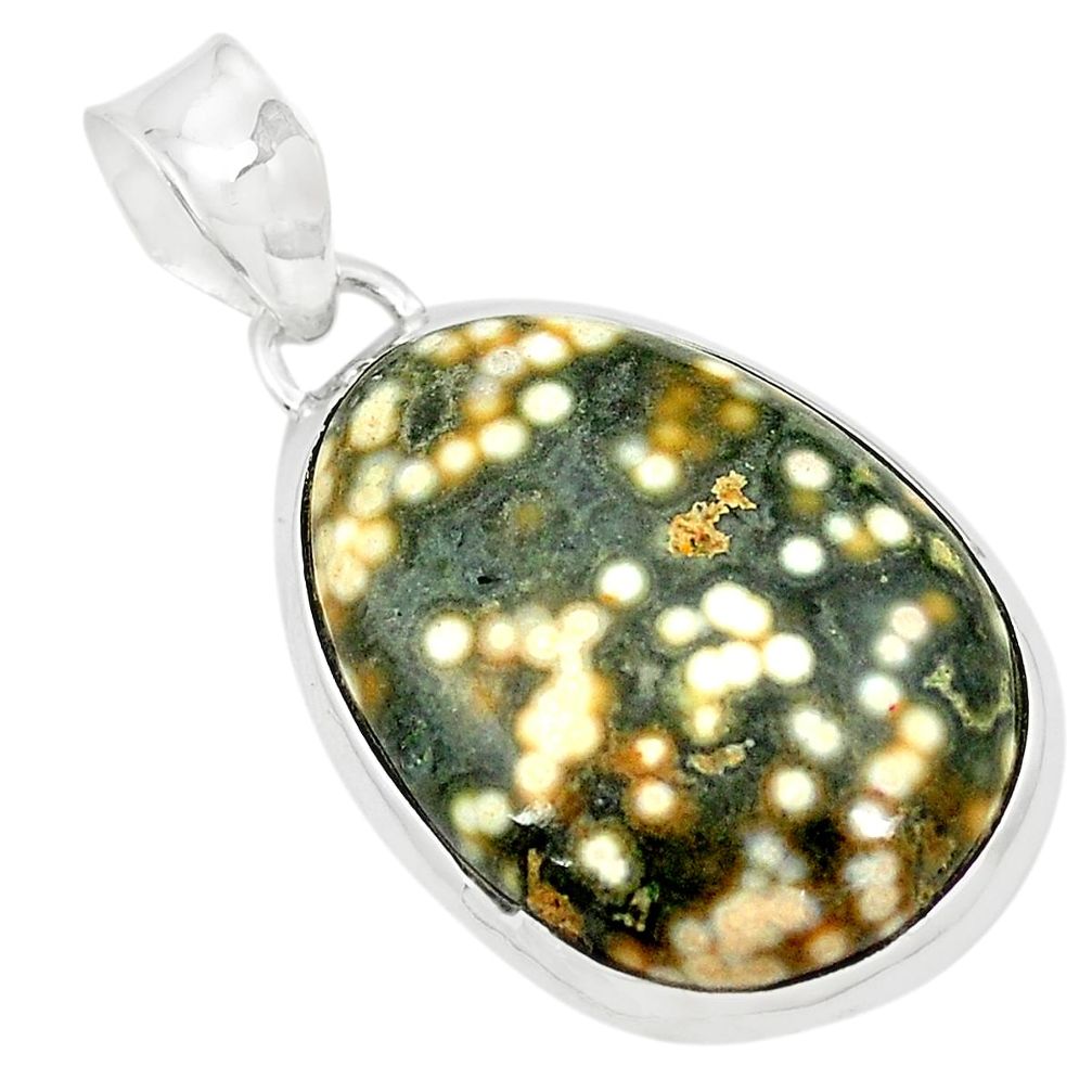 Natural green ocean sea jasper (madagascar) 925 sterling silver pendant m35472