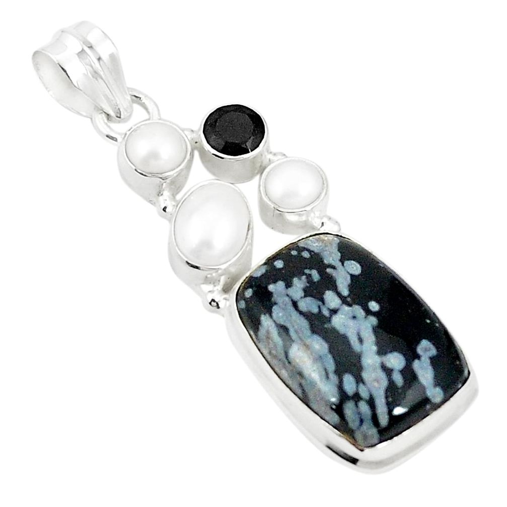 925 silver natural black australian obsidian onyx pendant jewelry m36650