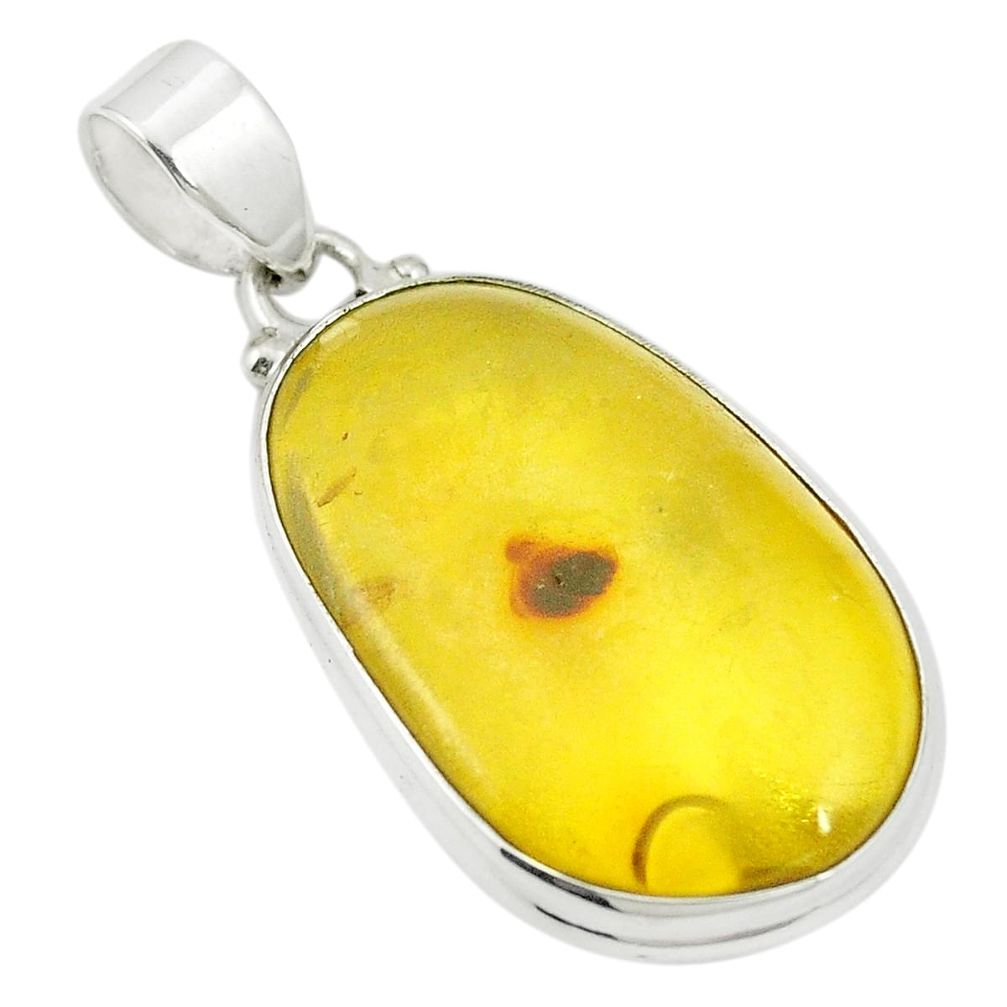 Natural green amber from colombia 925 sterling silver pendant m37806