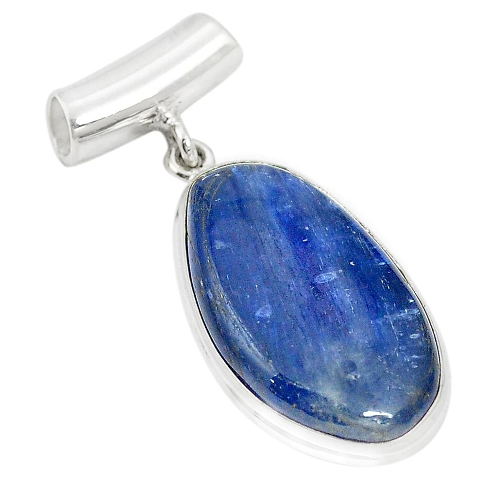Natural blue kyanite fancy 925 sterling silver pendant jewelry m38562