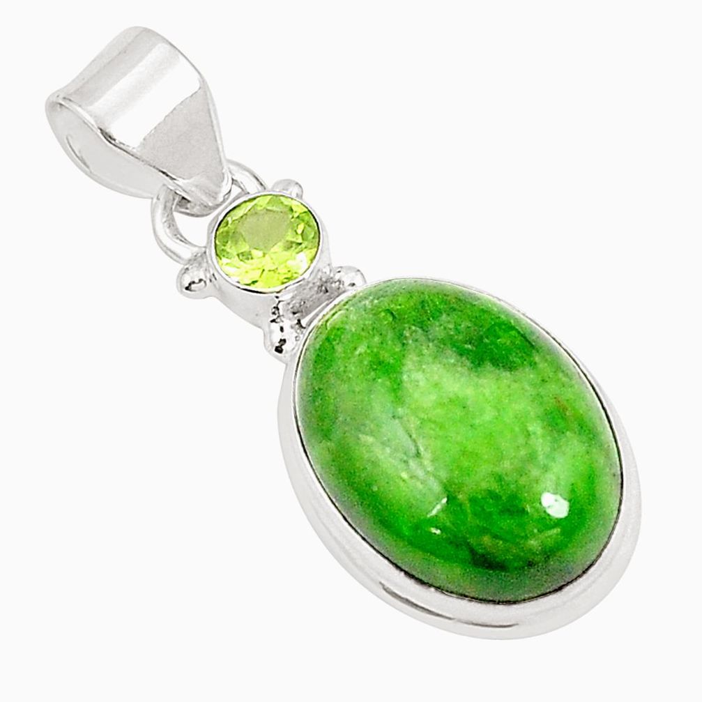Natural green chrome diopside peridot 925 silver pendant jewelry m39543