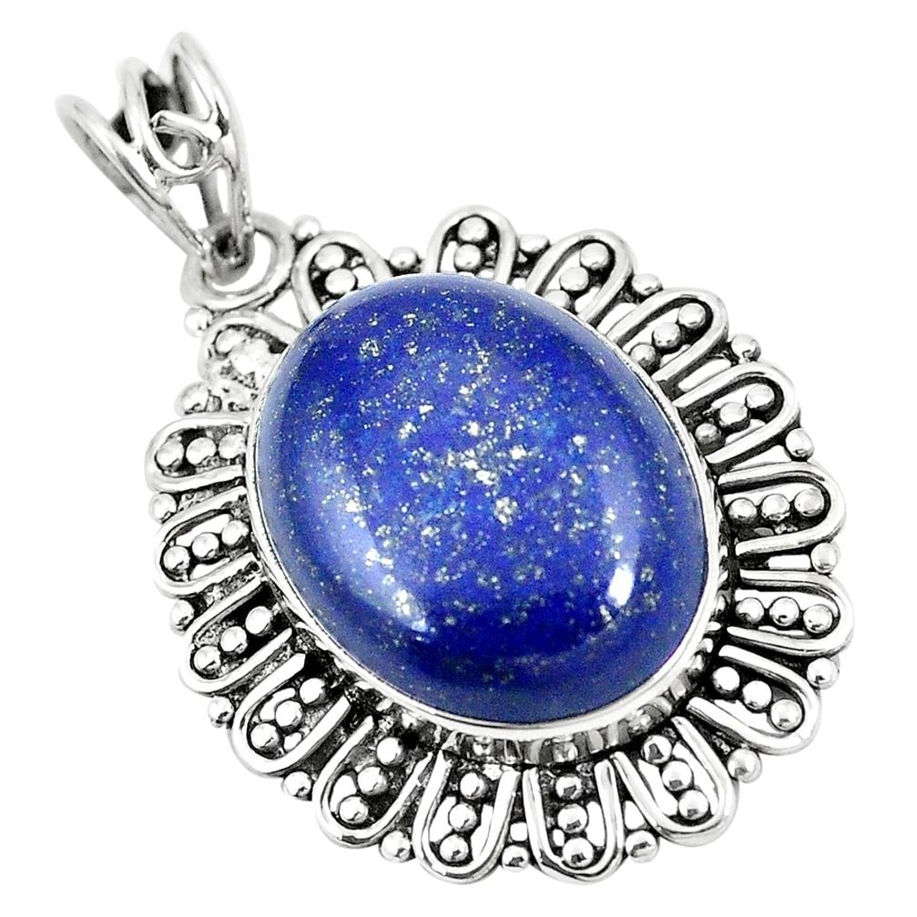 925 sterling silver natural blue lapis lazuli oval pendant jewelry m39899