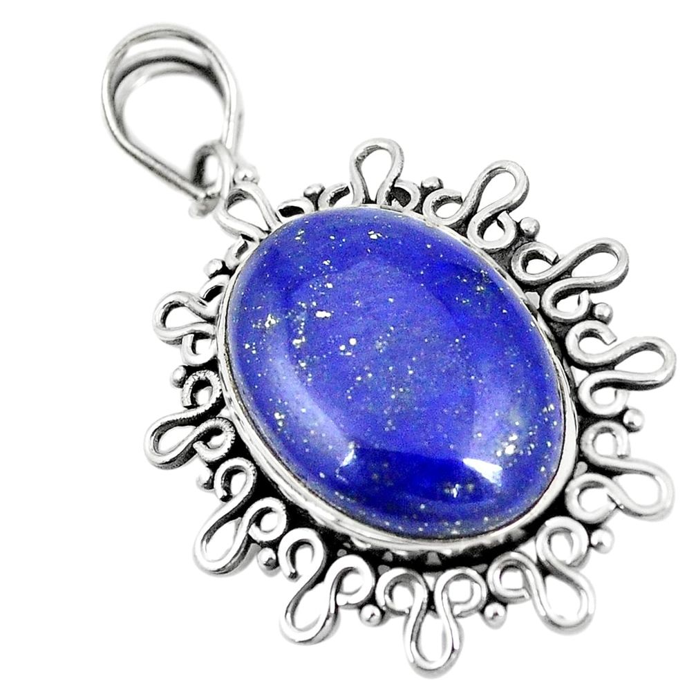 Natural blue lapis lazuli 925 sterling silver pendant jewelry m39923