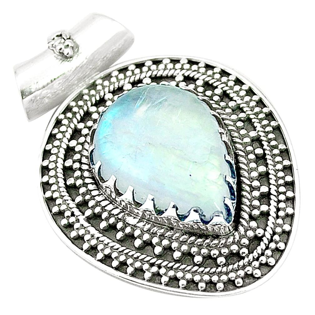 Natural rainbow moonstone 925 sterling silver pendant jewelry m40072
