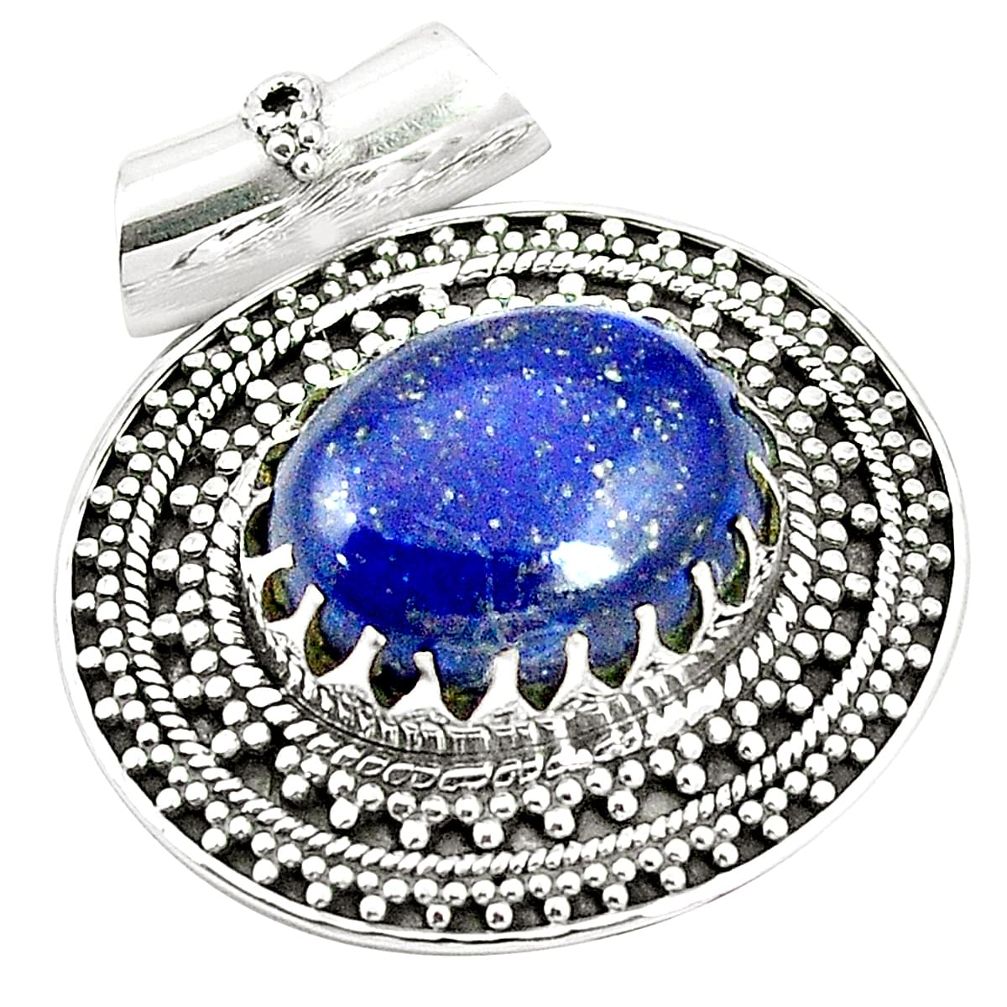 Natural blue lapis lazuli 925 sterling silver pendant jewelry m40078