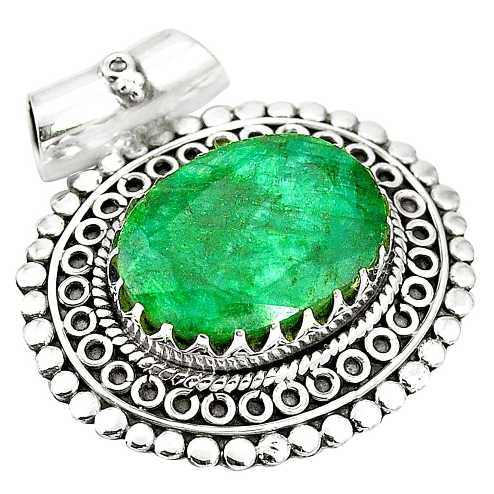 Natural green emerald 925 sterling silver pendant jewelry m40102