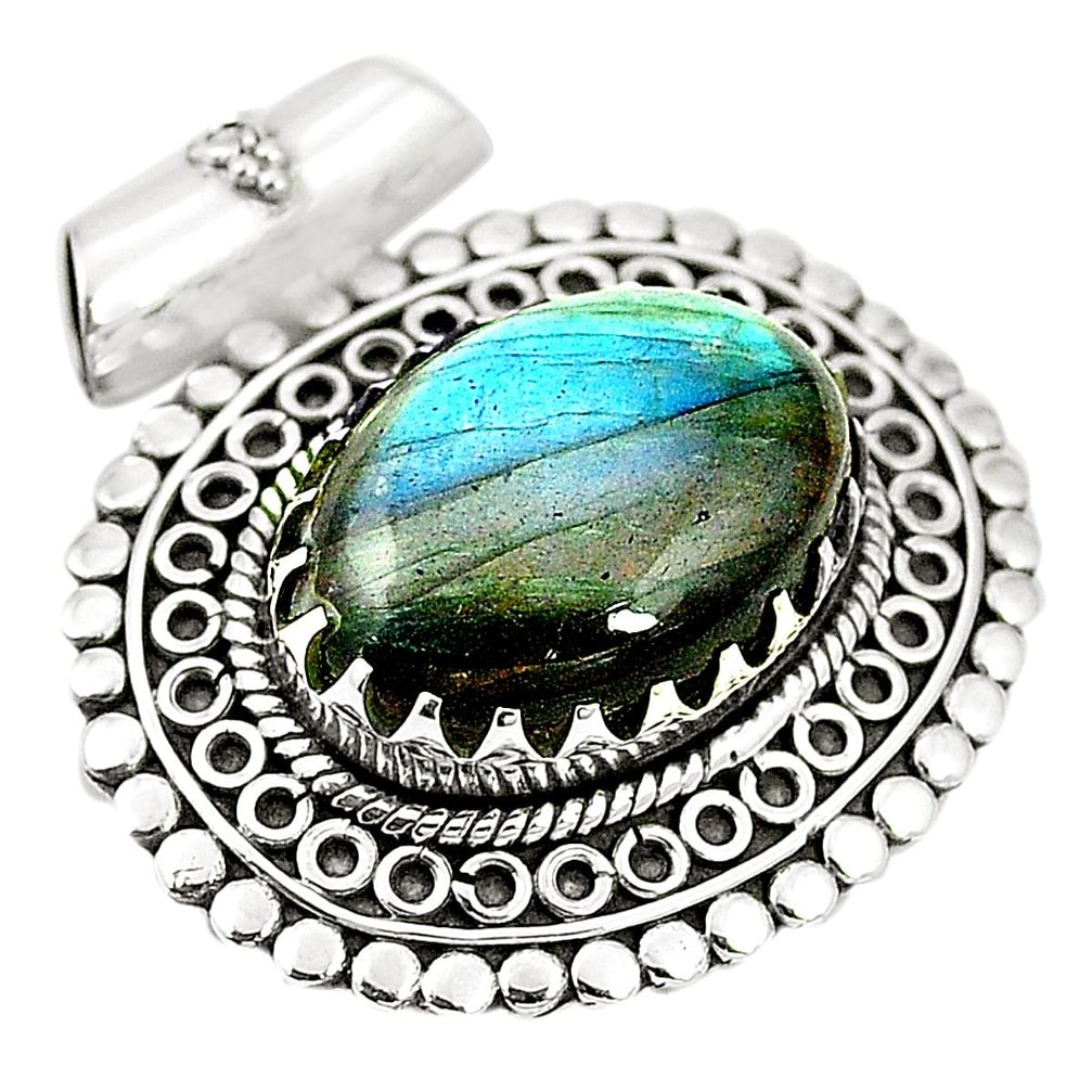 Natural blue labradorite 925 sterling silver pendant jewelry m40118