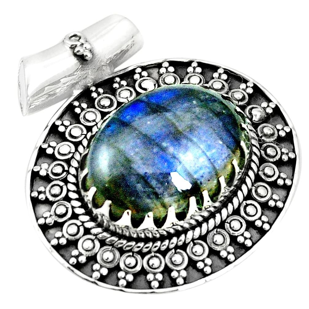 Natural blue labradorite 925 sterling silver pendant jewelry m40127
