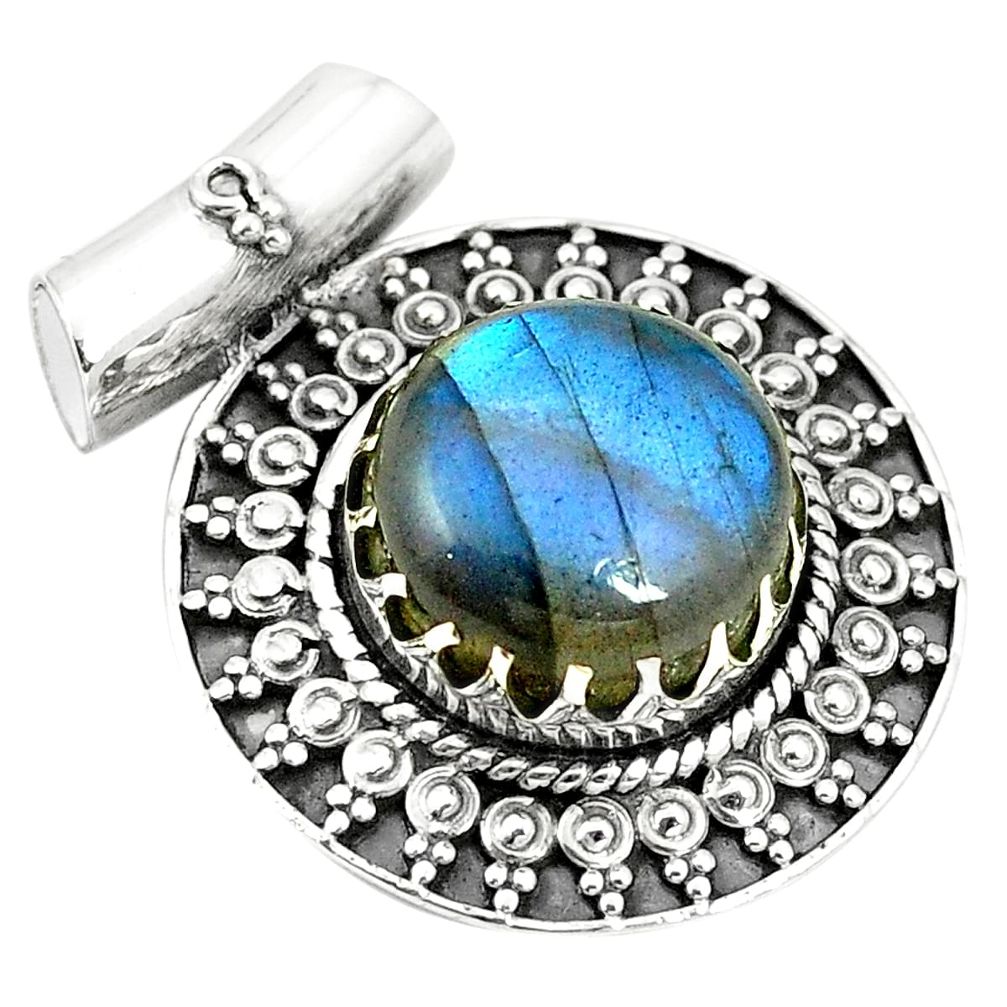 Natural blue labradorite 925 sterling silver pendant jewelry m40138